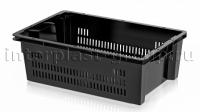 Ящик универсальный для овощей, фруктов и хлеба перфорированные стенки сплошное дно черный