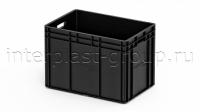 Евроконтейнер открытые ручки/усиленное дно (черный), 600x400x420 мм