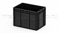 Евроконтейнер закрытые ручки/сплошное дно (черный), 600x400x420 мм