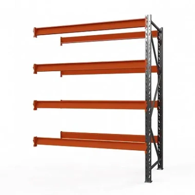 Секция приставная стеллажа металлического Оптима, 3500x2500x785 мм. Полки: 4 шт. без настила