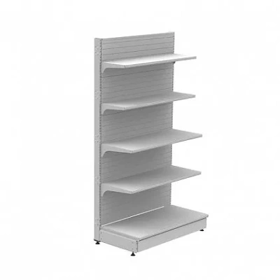Стеллаж торговый пристенный отдельностоящий с плинтусом и заглушкой (2250x665x500) 5 полок